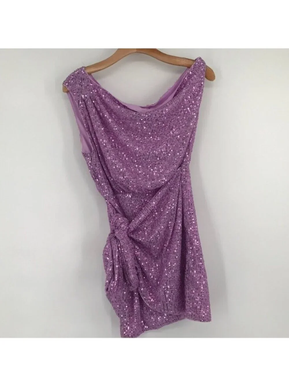 Morning mist pippa one shoulder sequin mini dress lilac size large women's new - Picture 3 of 13